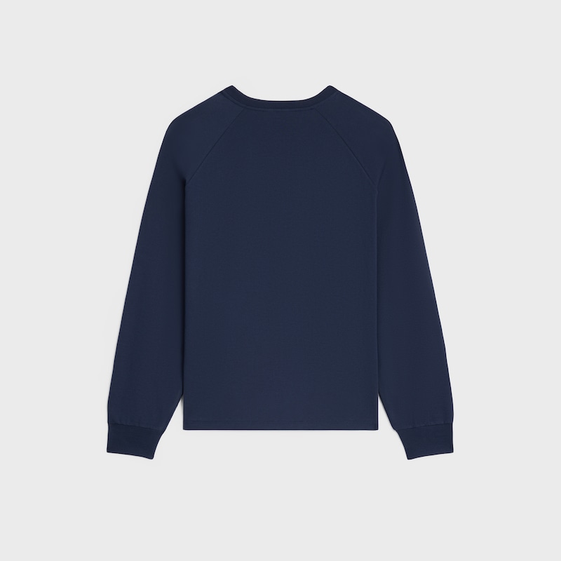 long sleeved t-shirt IN cotton jersey - NAVY/OFF WHITE -  - 1 | CELINE