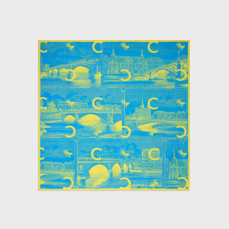 square IN silk twill - BLUE / YELLOW -  - 1 | CELINE