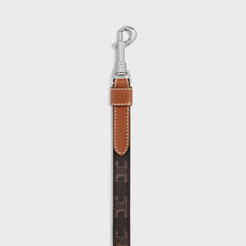 Thin Dog Leash in Triomphe Canvas and Calfskin - TAN - SMALL GIFTS - 1 | CELINE