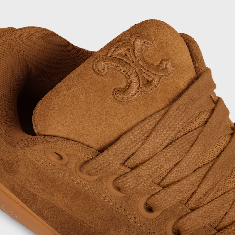 CELINE HUNTINGTON LOW LACE-UP SNEAKER in SUEDE CALFSKIN AND MESH - TAN -  - 1 | CELINE