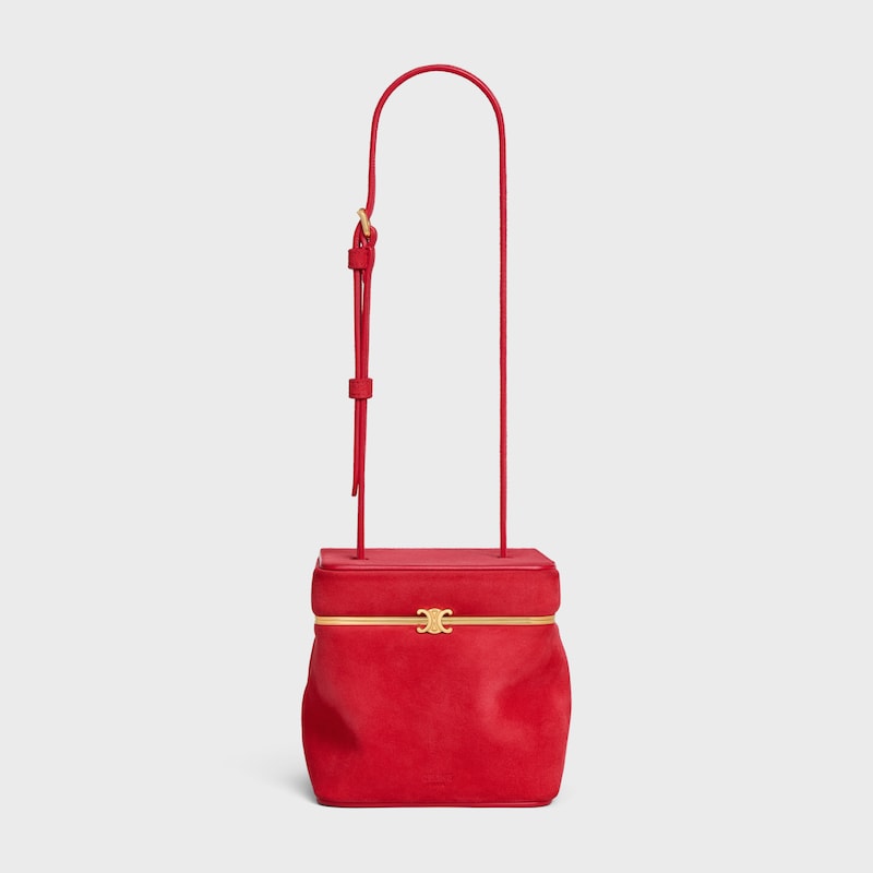 CUBE IN SUEDE GOATSKIN - ULTRA RED - TRIOMPHE FRAME - 1 | CELINE
