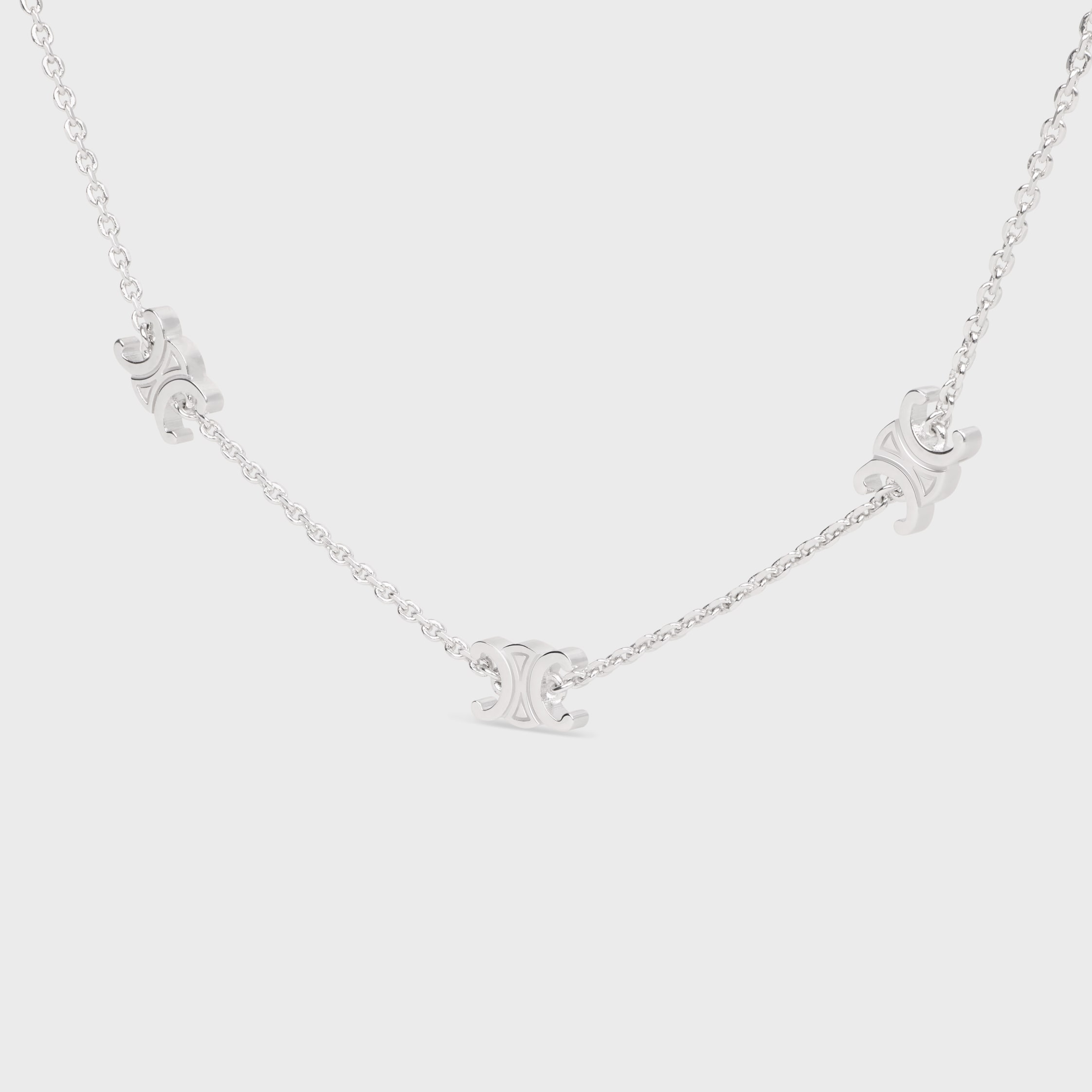 CELINE｜ (TRIOMPHE DE LYS MEDAL NECKLACE IN STERLING SIL TRIOMPHE DE LYS MEDAL NECKLACE IN STERLING SILVER AND ONYX