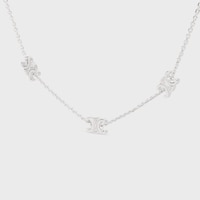 Triomphe Mini Triomphe Necklace in Brass with Rhodium Finish - SILVER - NECKLACES - 2 | CELINE