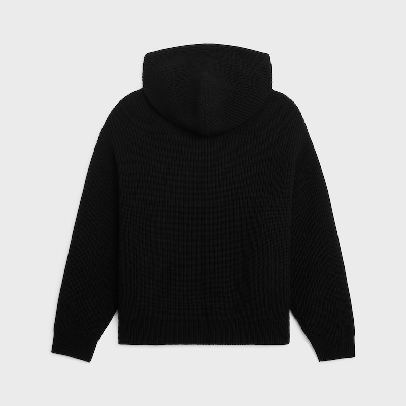 celine hooded sweater in monochromic wool - BLACK -  - 1 | CELINE