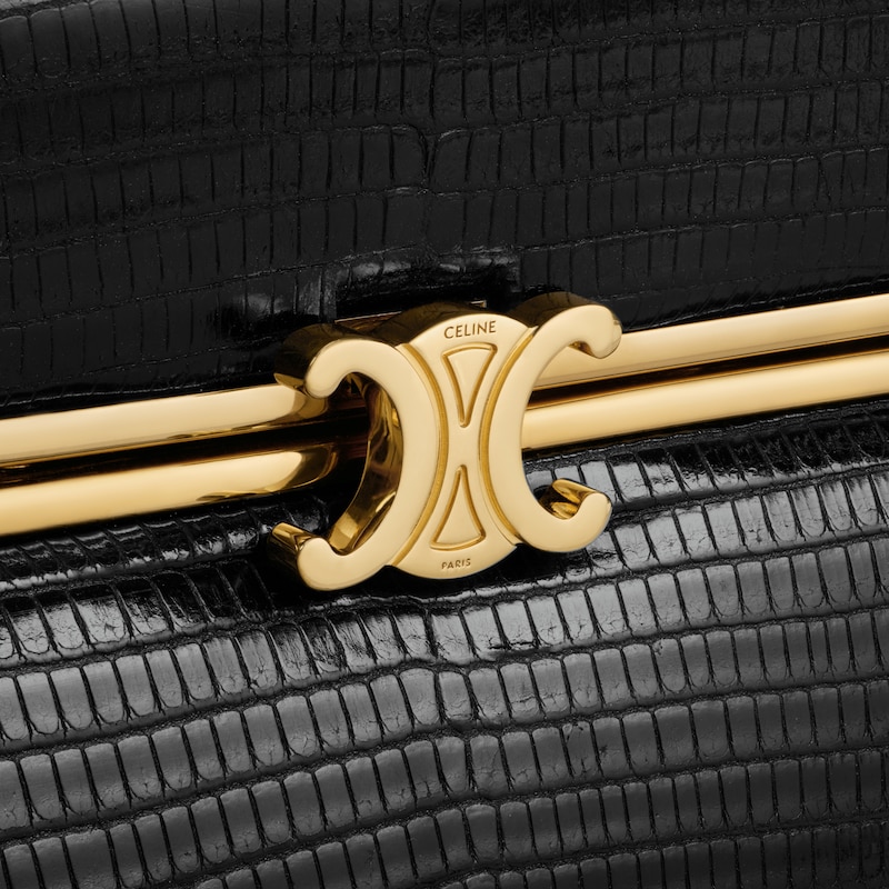 TRIOMPHE FRAME MINI mod&egrave;le l&eacute;zard - Noir - SACS &Agrave; L'&Eacute;PAULE - 1 | CELINE
