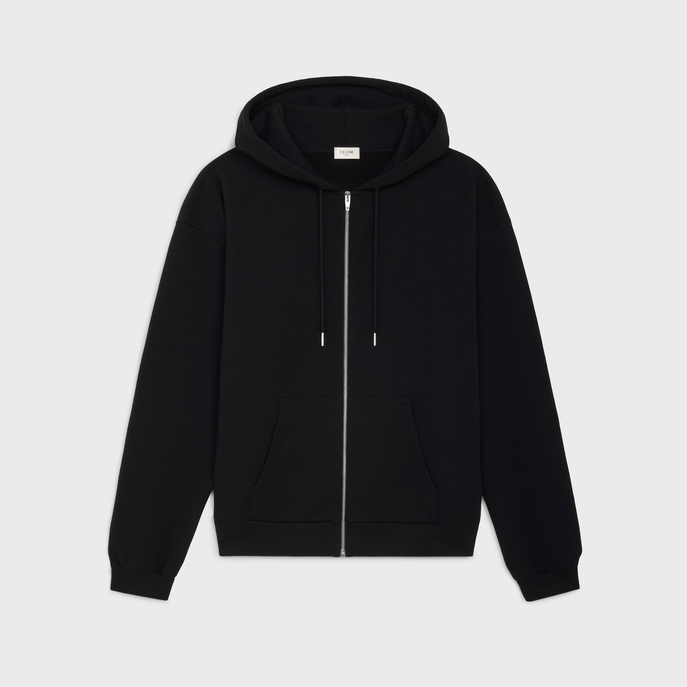 【日本入手困難】CELINE LOOSE ZIPPED HOODIE IN COTTON FLEECE CELINE ZIPPED QUILTED HOODIE IN COTTON FLEECE - BLACK