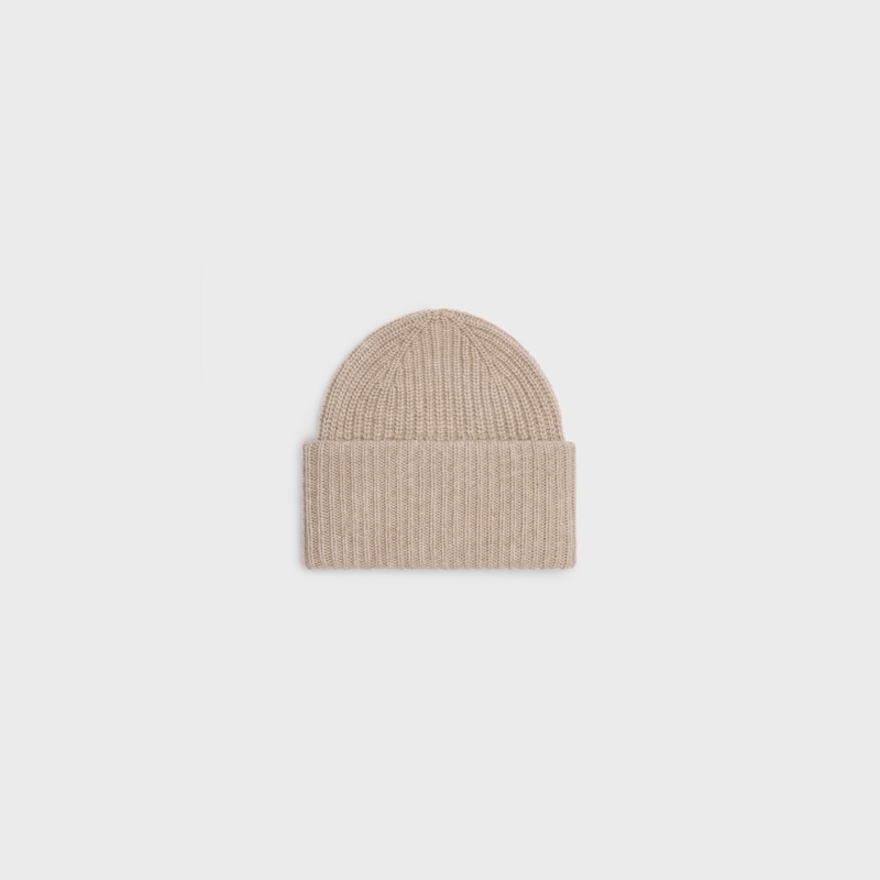 triomphe beanie IN SEAMLESS CASHMERE - OATMEAL -  - 1 | CELINE