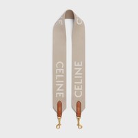 Long Strap in Wool with Celine jacquard - BEIGE/WHITE - BAG CHARMS - 1 | CELINE