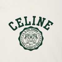 CELINE 루즈 블라종 스웨트셔츠 - 코튼 플리스 - WASHED WHITE/ MOSS GREEN -  - 1 | CELINE