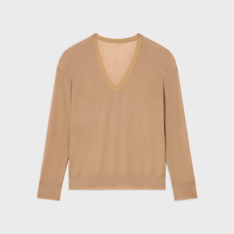 v-neck sweater IN cashmere - CAMEL/YELLOW -  - 1 | CELINE