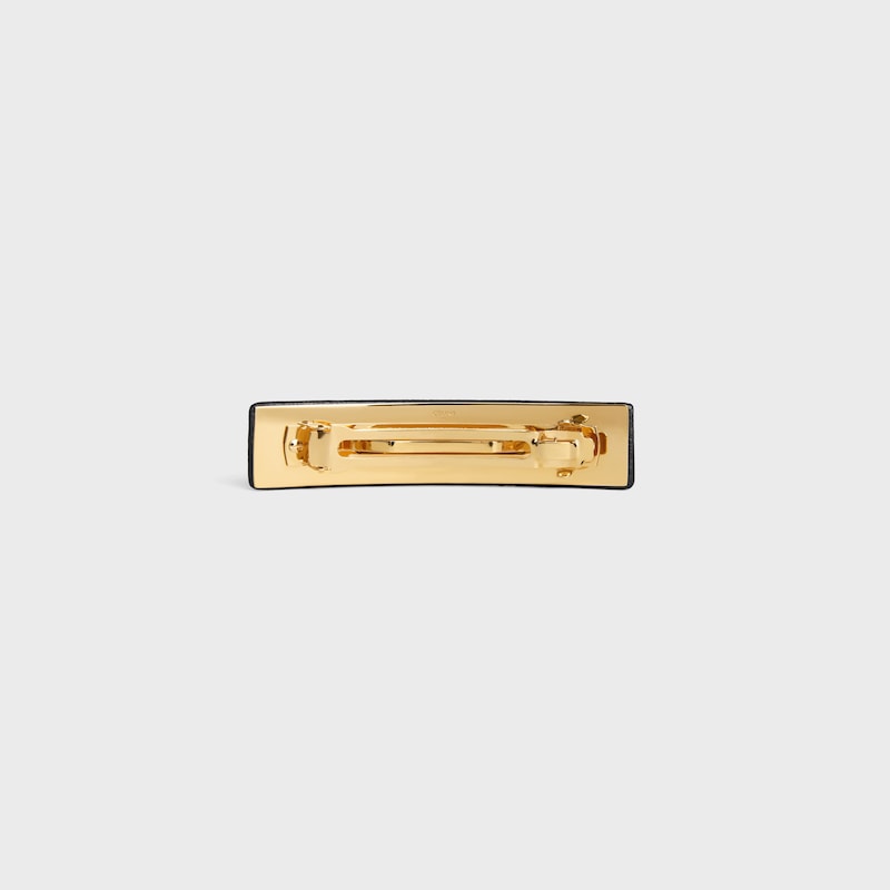 Barrette &agrave; Cheveux Celine en Cuir d'agneau, Laiton Dor&eacute; et Acier - Noir / Dor&eacute; - ACCESSOIRES CHEVEUX - 1 | CELINE
