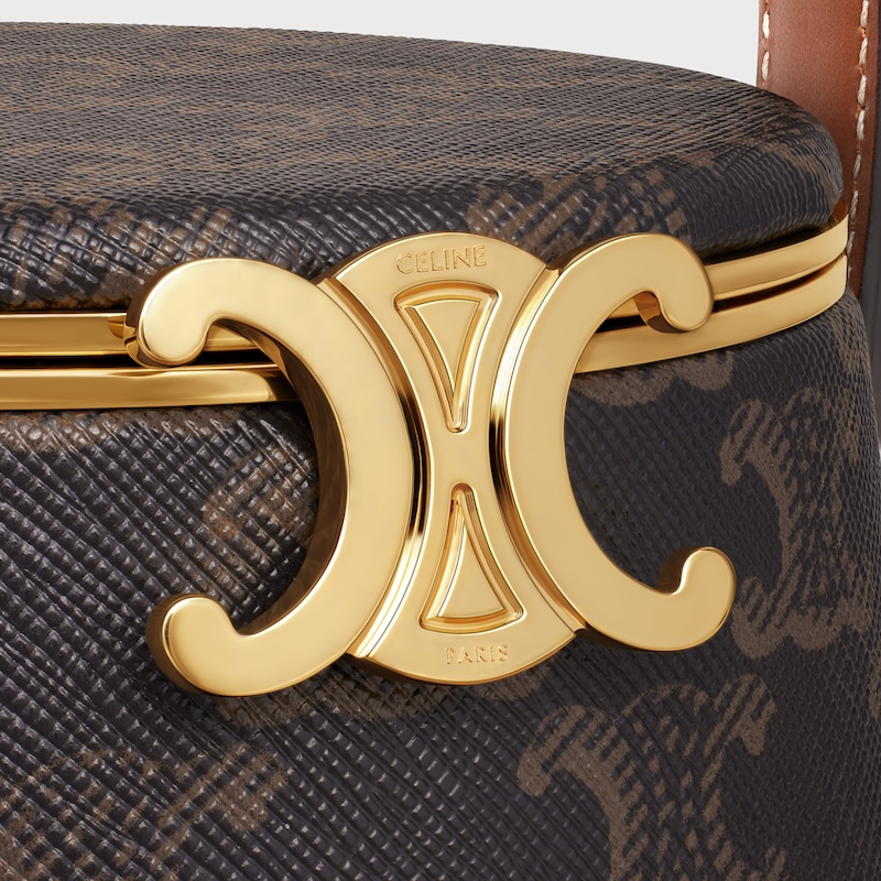 CELINE NINA MINAUDIERE in LAMBSKIN WITH TRIOMPHE CANVAS PRINT AND CALFSKIN - TAN - TRIOMPHE CANVAS - 1 | CELINE