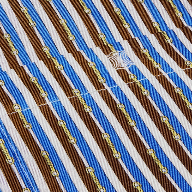 斜纹桑蚕丝超大衬衫 - 蓝色/棕色/象牙白 -  - 1 | CELINE