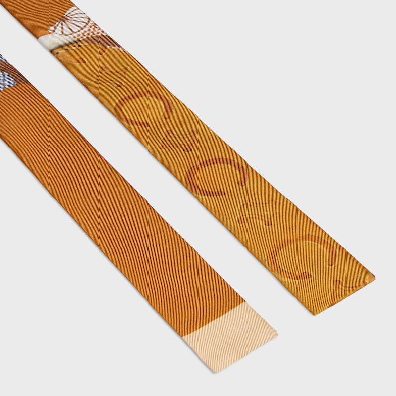 桑蠶絲斜紋布垂巾 - 香草色 / 焦糖色 / 棕色 -  - 1 | CELINE