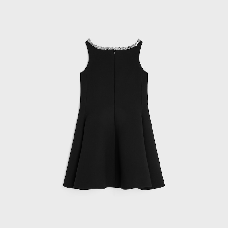 embroidered dress IN double wool crepe - BLACK -  - 1 | CELINE