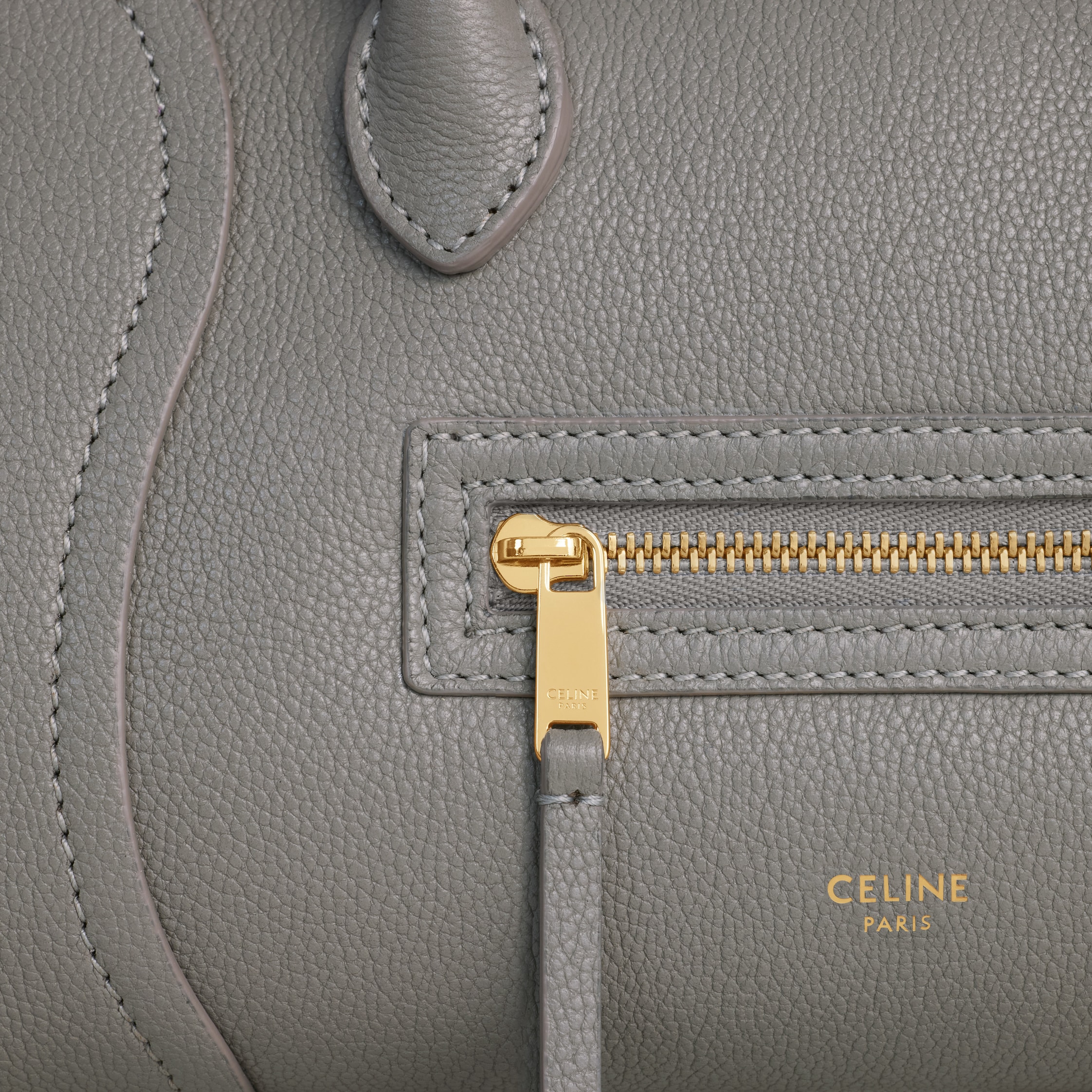 LITTLE LUGGAGE IN GRAINED CALFSKIN - LIGHT GRAPHITE | CELINE