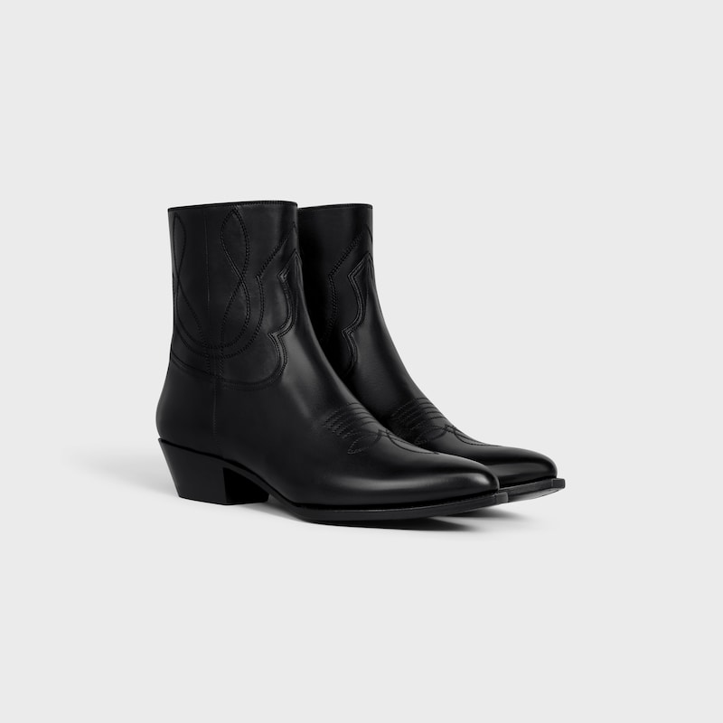 CELINE WESTERN ZIPPED BOOTS in Calfskin - BLACK -  - 1 | CELINE