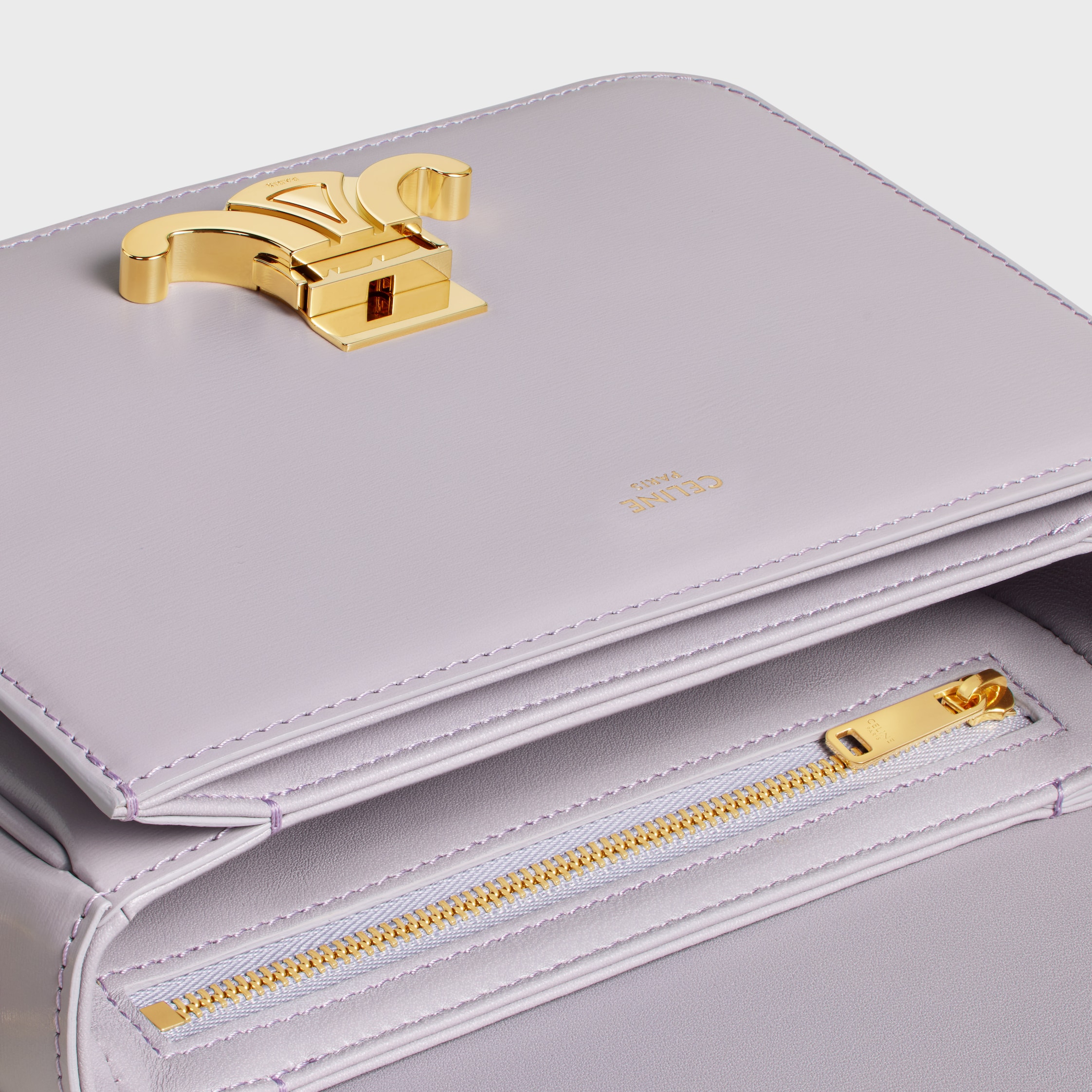 CELINE｜ (TEEN TRIOMPHE BAG IN SHINY CALFSKIN (188423BF4 TEEN TRIOMPHE BAG IN shiny calfskin - Light Acqua | CELINE