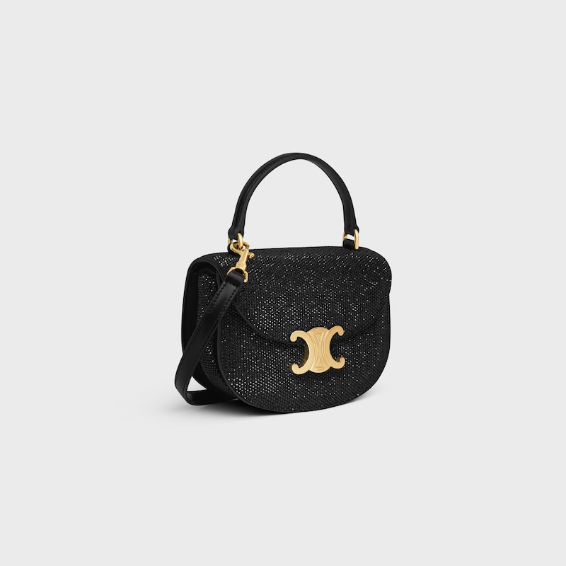 MINI BESACE CLEA in SUEDE CALFSKIN WITH STRASS - BLACK - GIFT FINDER - 1 | CELINE