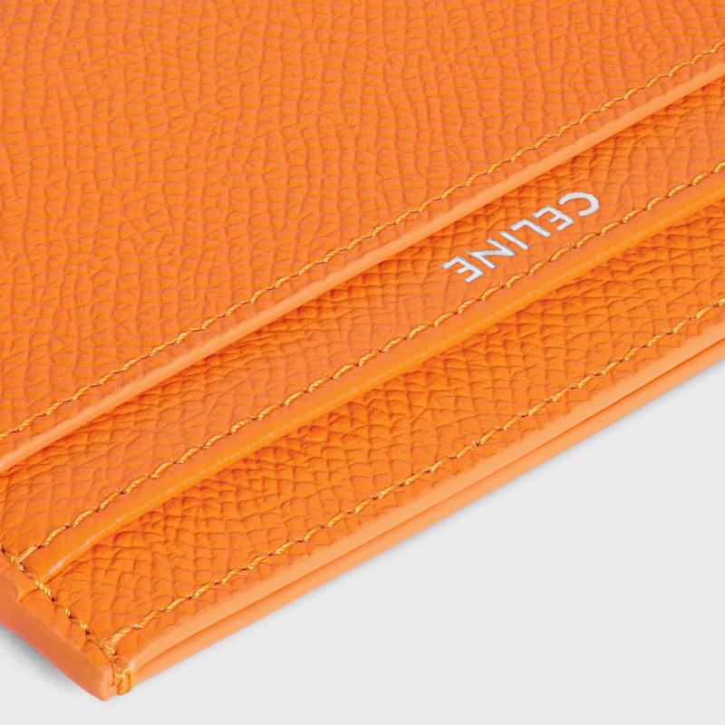 MEDIUM CARD HOLDER IN GRAINED CALFSKIN - FLUO ORANGE - ESSENTIALS - 1 | CELINE