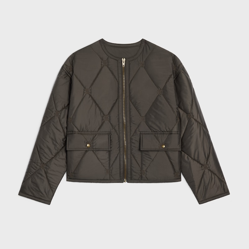 quilted jacket IN light nylon - DARK KAKI -  - 1 | CELINE