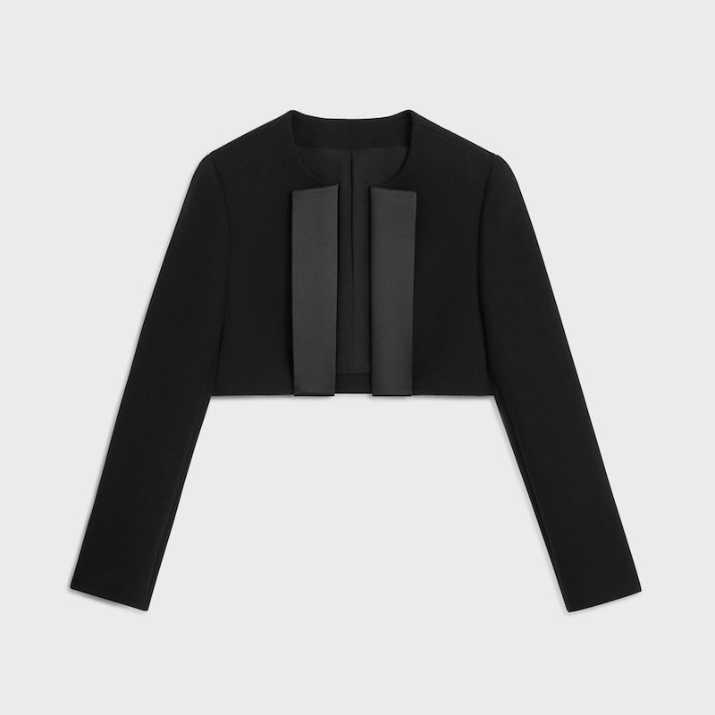veste bolero double crêpe de laine - Noir -  - 1 | CELINE
