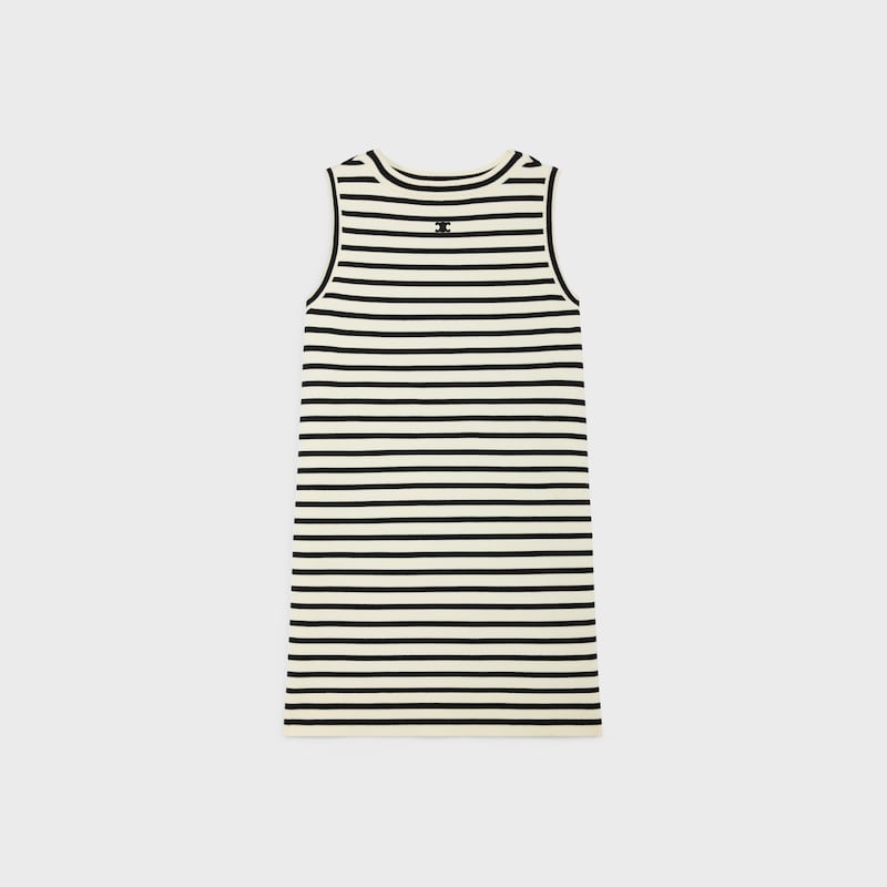 triomphe marini&egrave;re mini dress in wool - ECRU/BLACK -  - 1 | CELINE