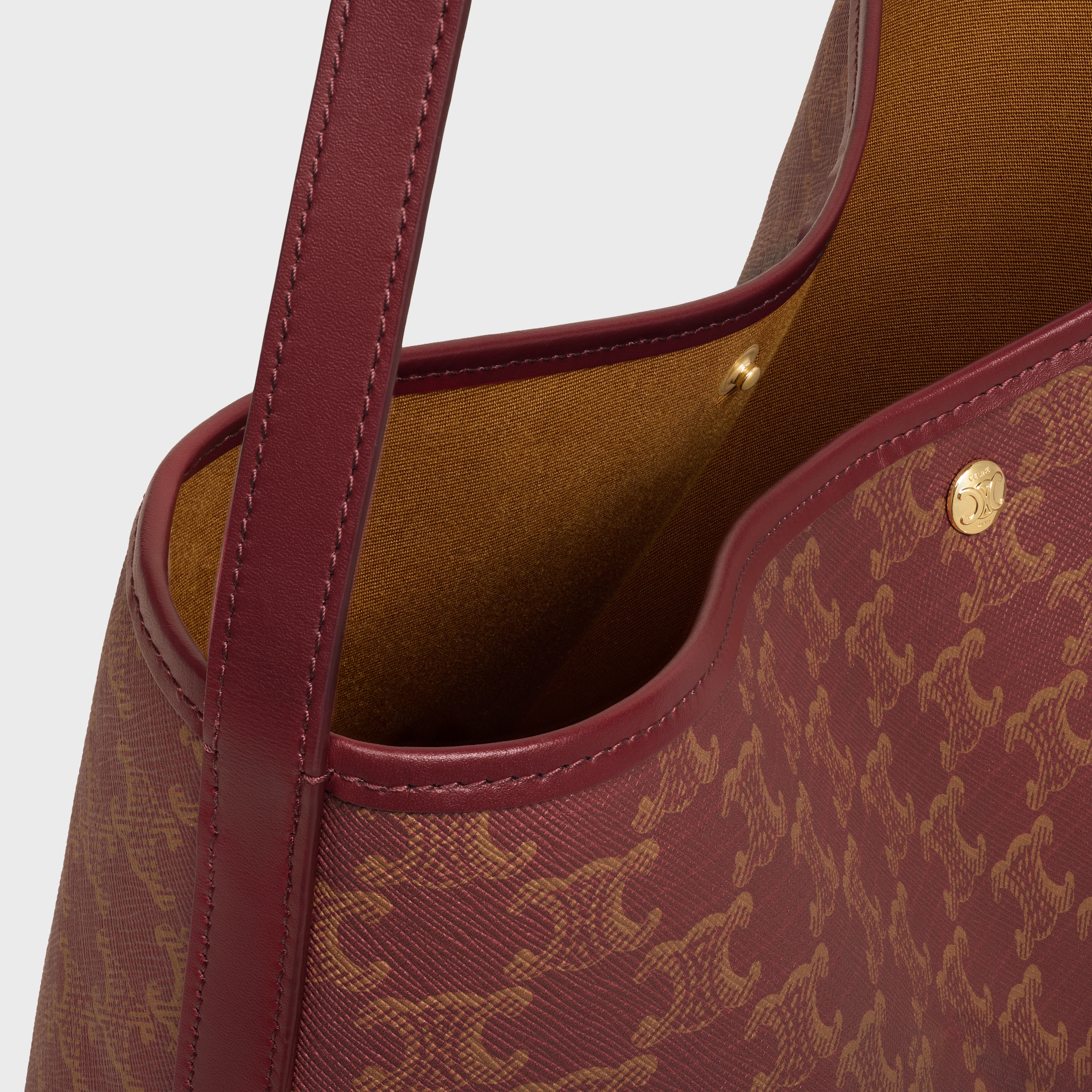 SOFT SHOPPER BAG IN TRIOMPHE CANVAS AND CALFSKIN - BURGUNDY/TAN
