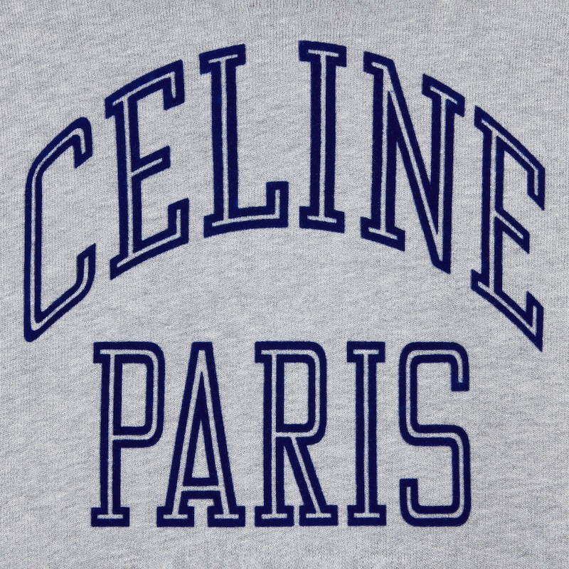 loose hoodie IN cotton fleece - GREY MELANGE/NAVY -  - 1 | CELINE
