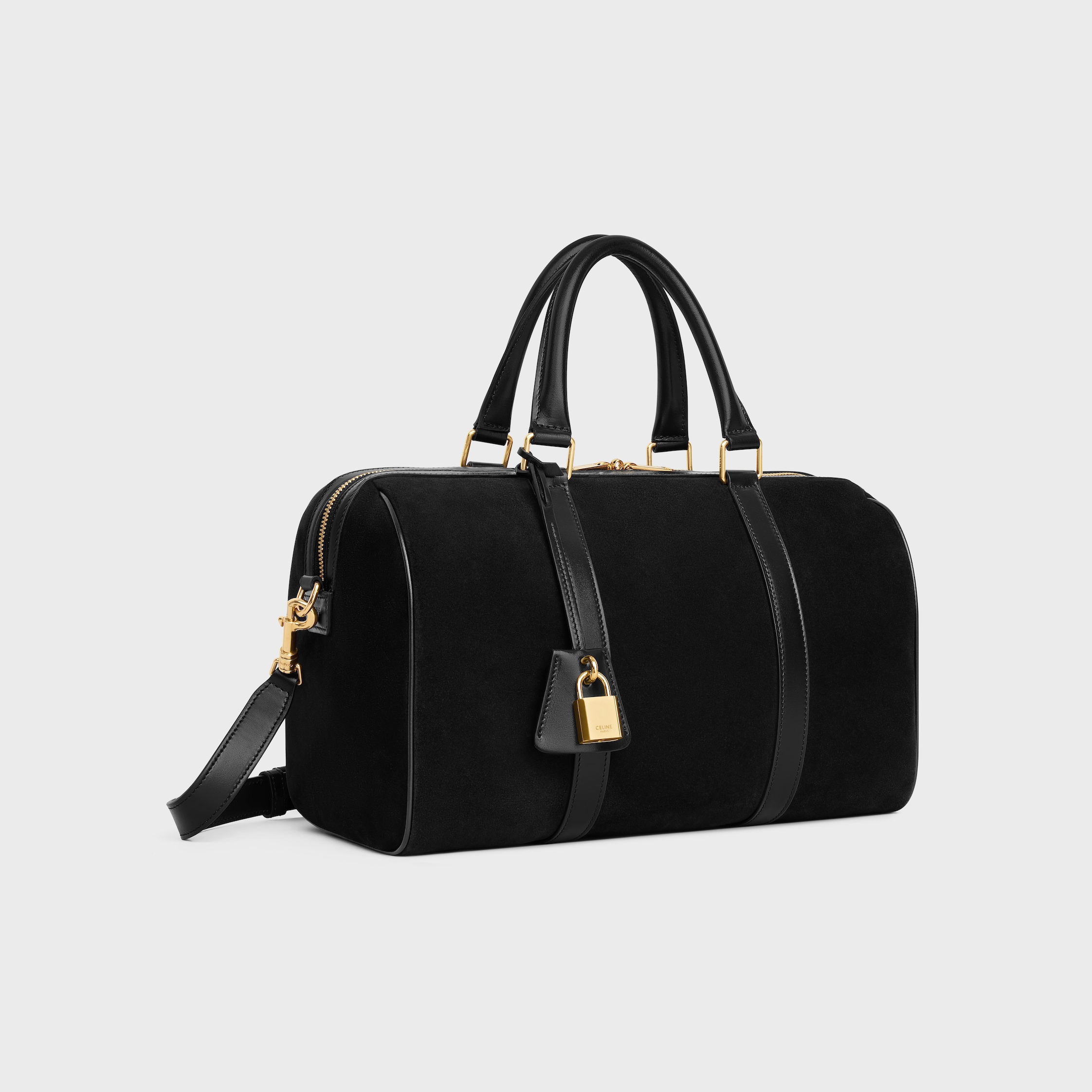 CELINE Large Boston bag ラージ ボストン バッグ LARGE BOSTON IN SUEDE CALFSKIN - BLACK | CELINE