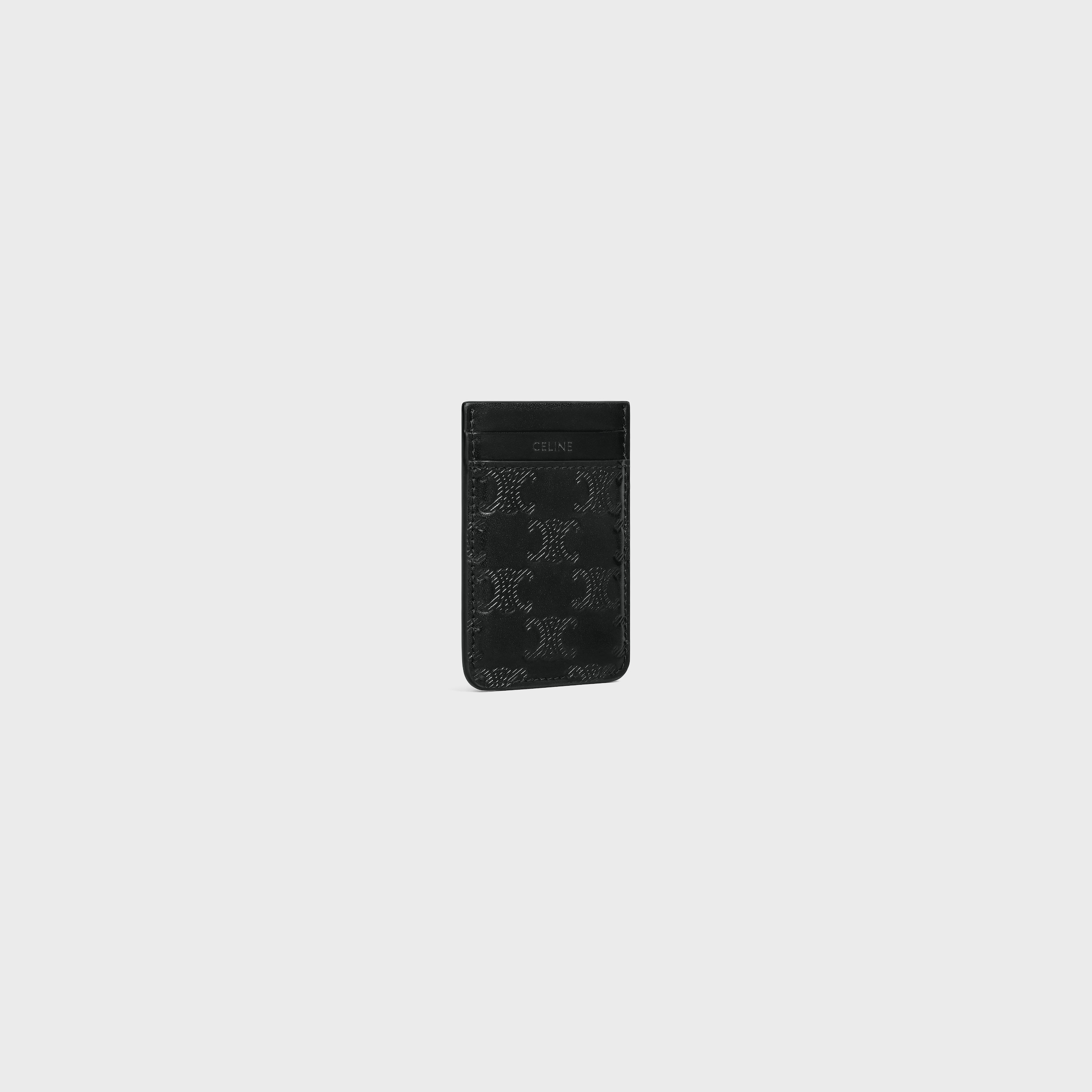 MAGNET CARD HOLDER IN CALFSKIN WITH TRIOMPHE EMBOSSED - BLACK | CELINE