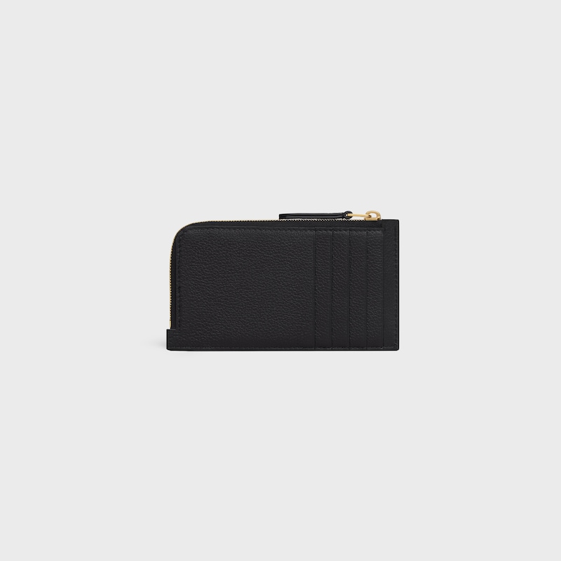 LONG ZIPPED CARD HOLDER IN SUPPLE GRAINED CALFSKIN - BLACK / ULTRA BLUE - COIN AND CARD HOLDERS - 1 | CELINE