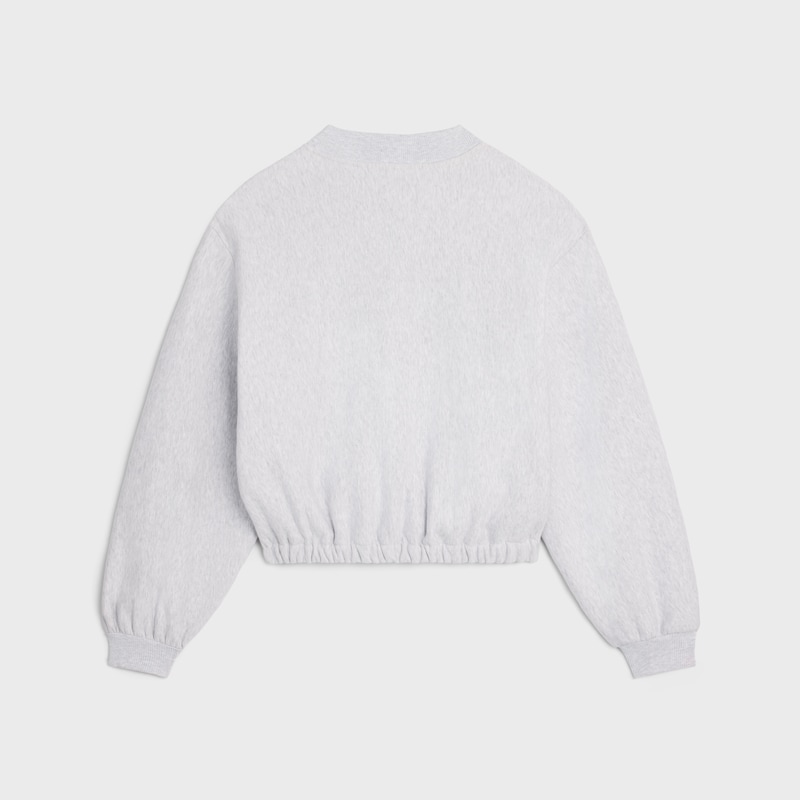 teddy jacket IN cotton fleece - PALE GREY/ OFF WHITE -  - 1 | CELINE