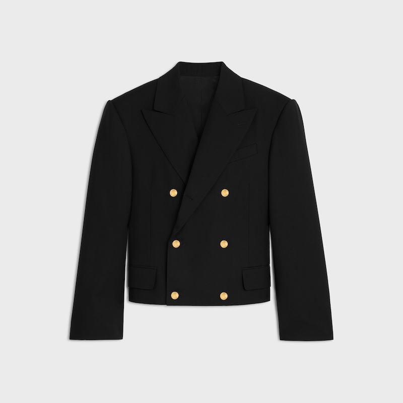 colonne blazer IN wool gabardine - BLACK -  - 1 | CELINE