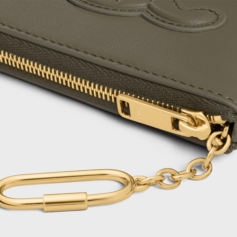 Coin Purse Cuir Triomphe IN smooth calfskin - GOLDEN KHAKI - COIN AND CARD HOLDERS - 1 | CELINE