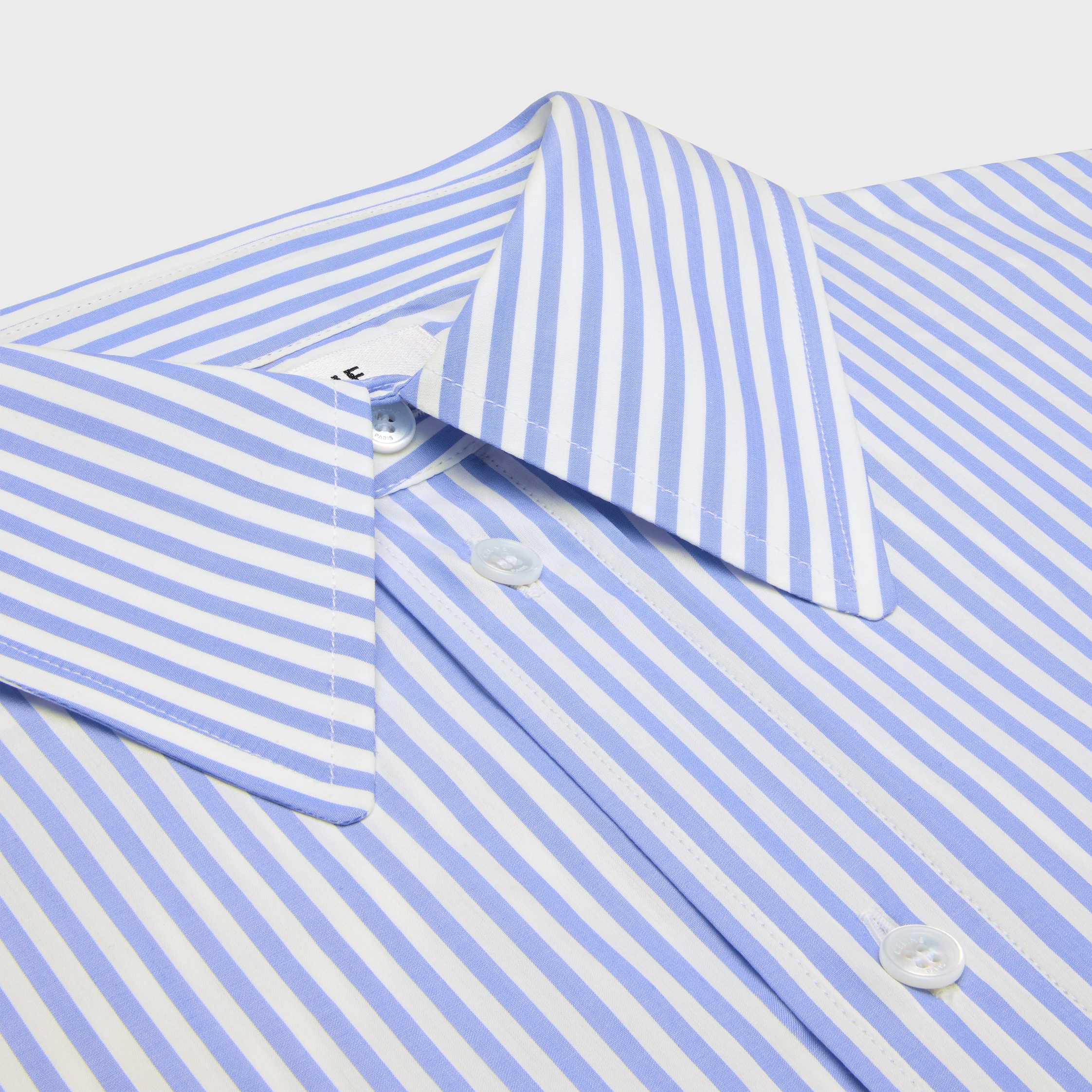 cropped shirt IN striped cotton poplin - CRAIE/BLEU CIEL | CELINE