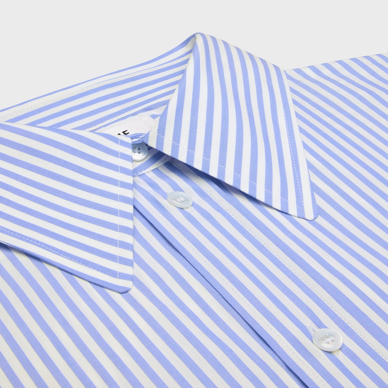 cropped shirt IN striped cotton poplin - CRAIE/BLEU CIEL -  - 1 | CELINE
