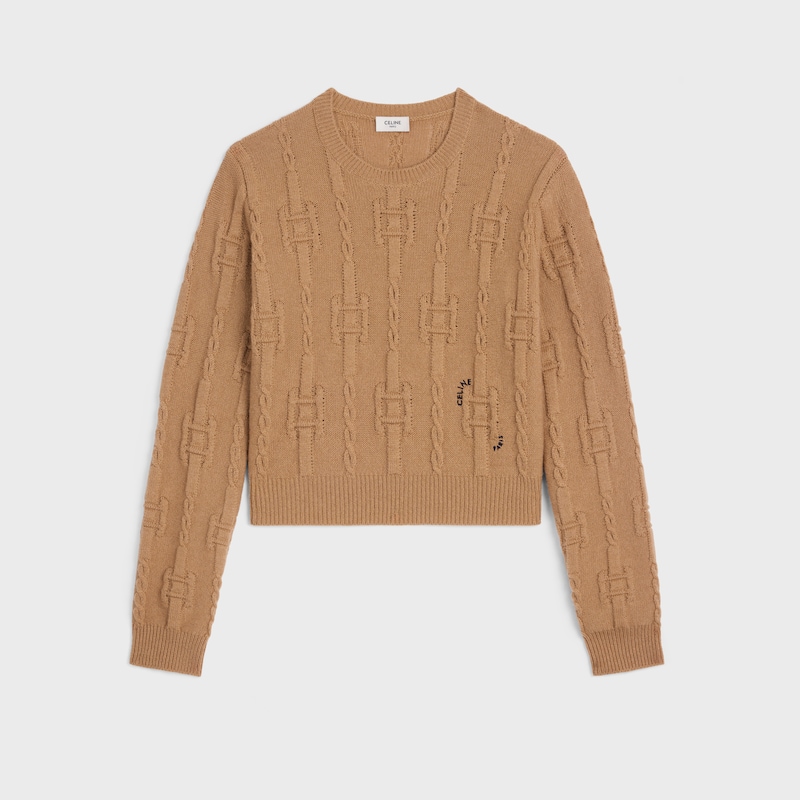 crewneck sweater IN chains cashmere - CAMEL -  - 1 | CELINE