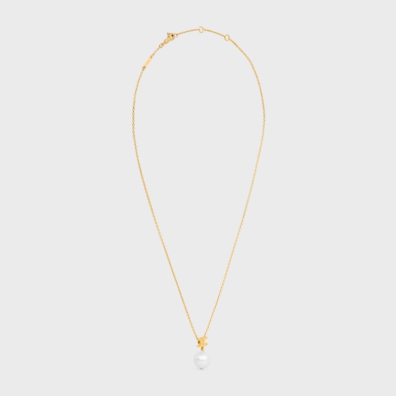 CELINE 레 페를르 목걸이 - 레진 펄 & 골드 피니시 브라스 - 골드 / 아이보리 -  - 1 | CELINE