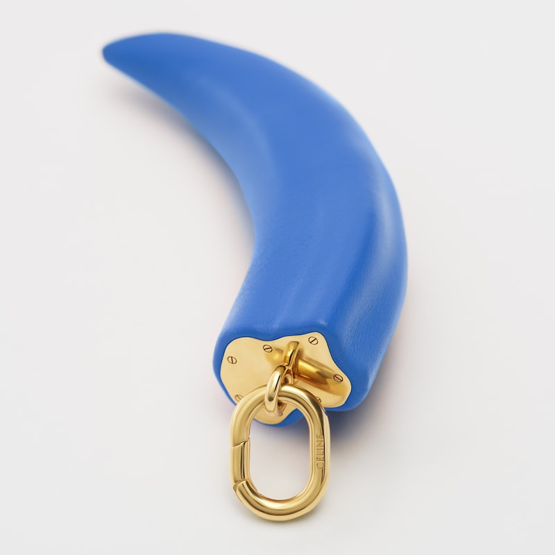 CHARMS SMALL HORN IN RESIN, LEATHER AND BRASS WITH GOLD FINISH - BLUE / GOLD - CELINE CHARMS - 1 | CELINE