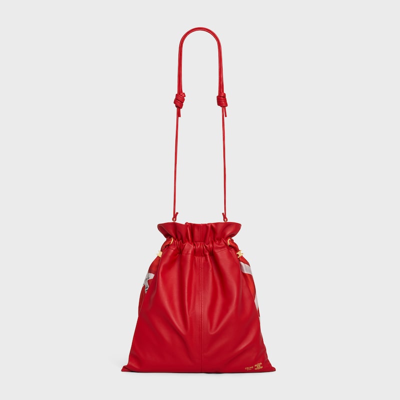 SMALL CRYSTAL POUCH IN LAMBSKIN AND SILK - ULTRA RED - MORE LINES - 1 | CELINE