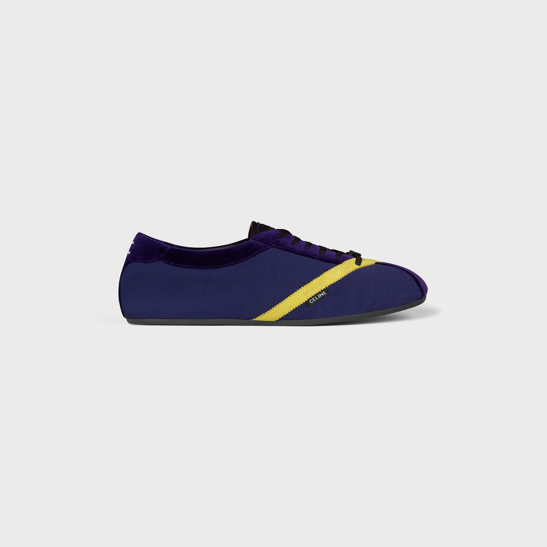 THE FLAT SNEAKER IN GROS GRAIN, VELVET, SUEDE CALFSKIN AND