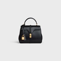 MINI 16 IN Satinated Calfskin - BLACK - TOP-HANDLE BAGS - 1 | CELINE