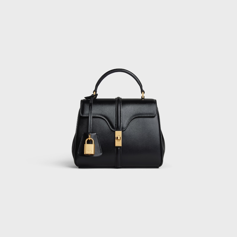 MINI 16 IN Satinated Calfskin - BLACK - TOP-HANDLE BAGS - 1 | CELINE