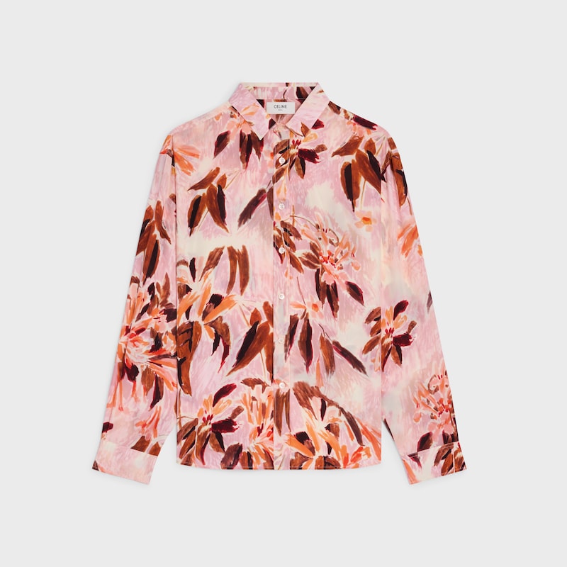 CAMISA HOLGADA DE CREP&Eacute; DE CHINA - CREMA/NARANJA/CO&Ntilde;AC -  - 1 | CELINE