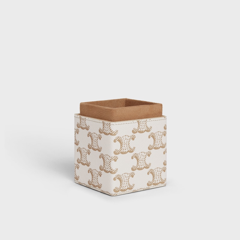 Case 1 Perfume 100ml in Triomphe Canvas and Calfskin - WHITE - CELINE MAISON - 1 | CELINE