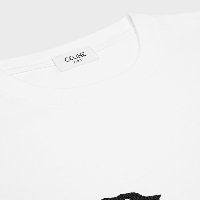 t-shirt IN cotton jersey - OPTIC WHITE / BLACK -  - 1 | CELINE