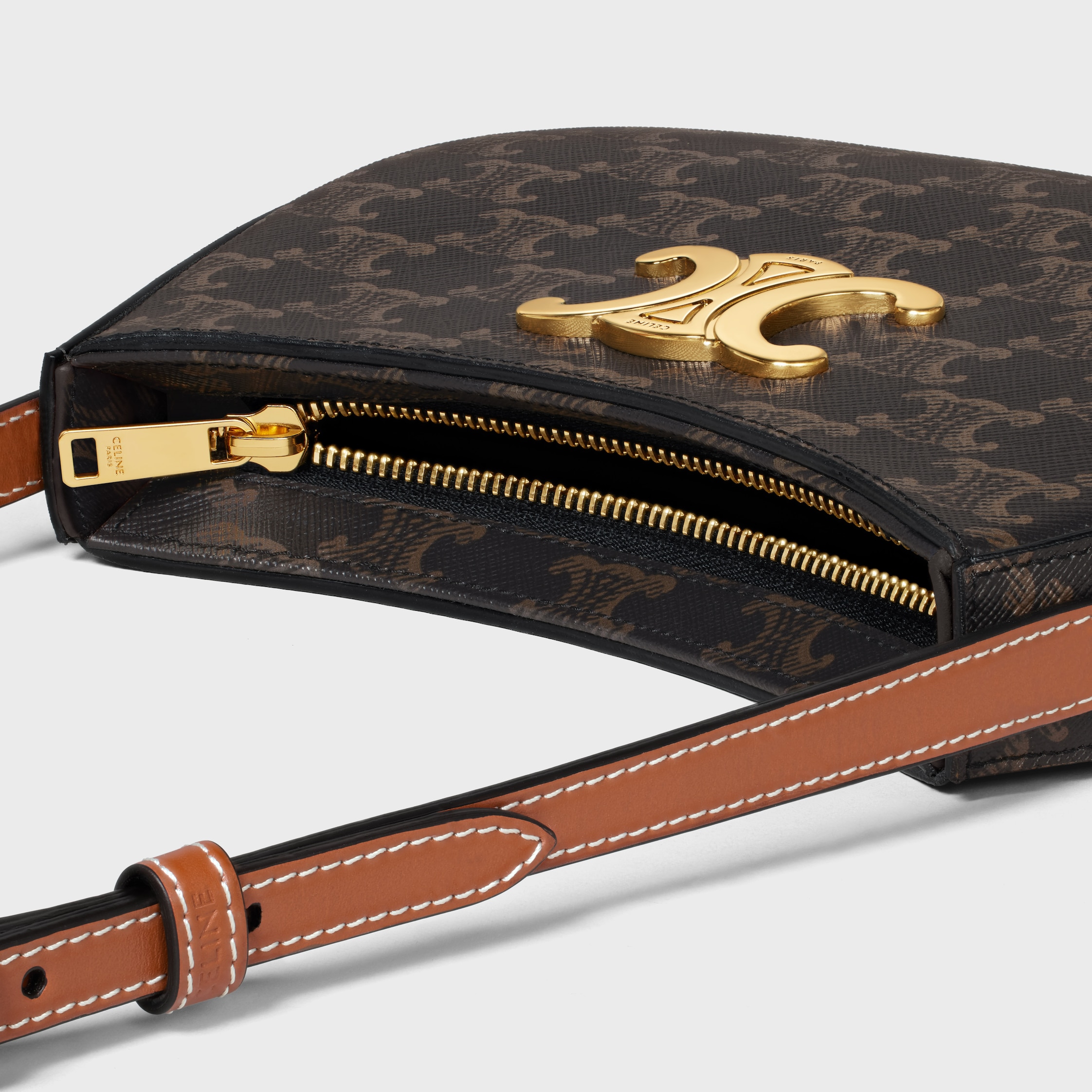 MEDIUM TILLY BAG IN TRIOMPHE CANVAS AND CALFSKIN - TAN | CELINE