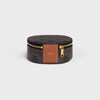 Zipped Round Case in Triomphe Canvas and Calfskin - TAN - BEAUTY ACCESSORIES - 3 | CELINE