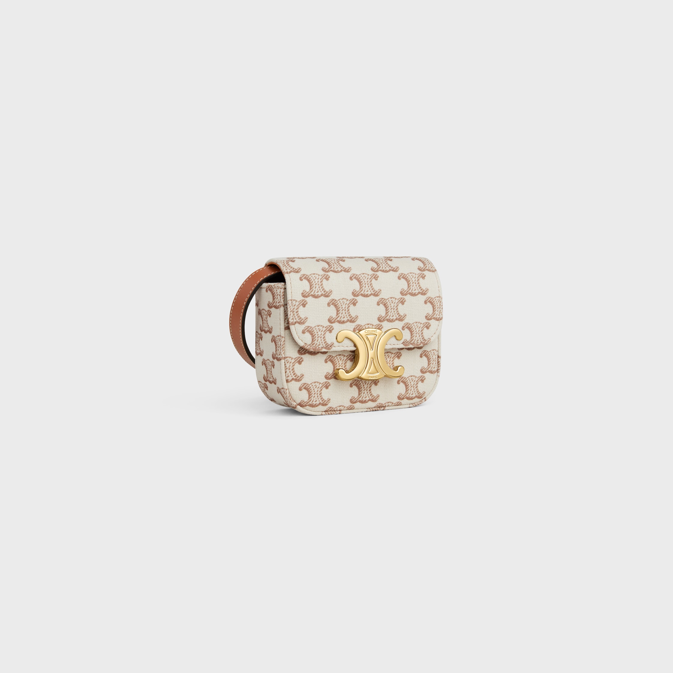 M*Y様 セリーヌ、チャームバック、ホワイト MINI CLAUDE IN TEXTILE WITH TRIOMPHE PRINT AND CALFSKIN